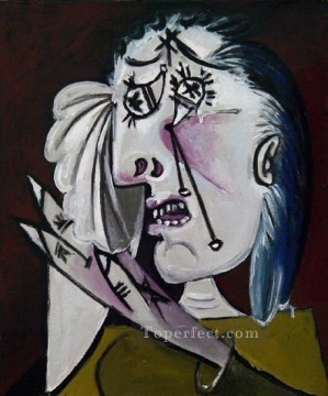 キュービズム Painting - La femme qui pleure 4 1937 キュビスム